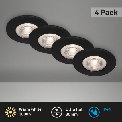 Brilo - SET 4x LED-Deckenleuchte für das Badezimmer LED/4,9W/230V IP44 schwarz