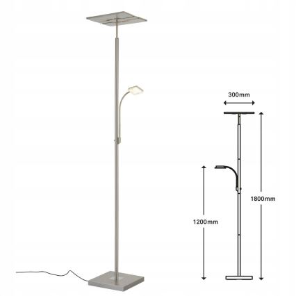 Briloner 1328-022 - dimmbare LED-Stehleuchte LED/21W/230V + LED/3,5W mattchrom