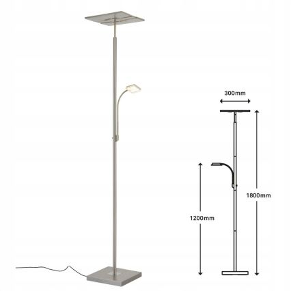 Briloner 1328-022 - dimmbare LED-Stehleuchte LED/21W/230V + LED/3,5W mattchrom