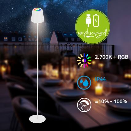 Briloner 1507016 - LED-dimmbare Stehleuchte KIKI LED/4,3W/5V IP44 2600 mAh weiß