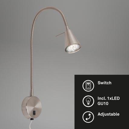 Briloner 2082-012 - Flexible LED-Wandleuchte COMFORT LIGHT 1xGU10/5W/230V mattchrom