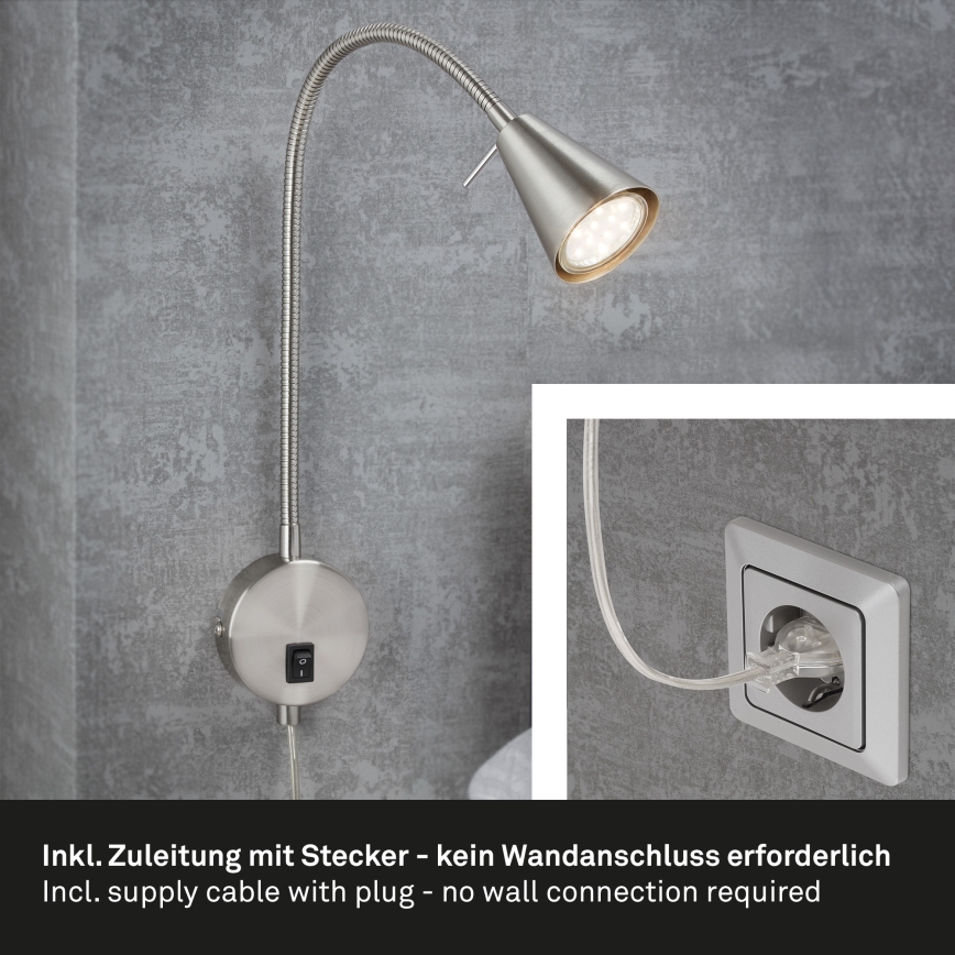 Briloner 2082-012 - Flexible LED-Wandleuchte COMFORT LIGHT 1xGU10/5W/230V mattchrom