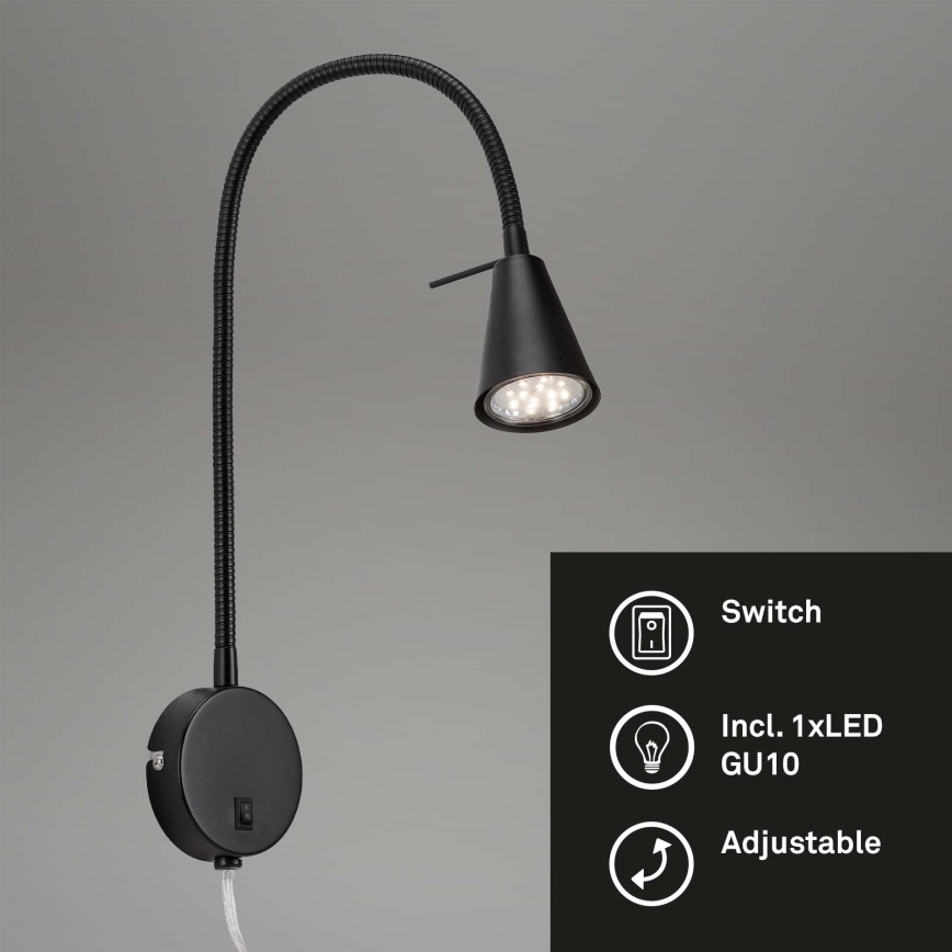 Briloner 2082-015 - Flexible LED-Wandleuchte COMFORT LIGHT 1xGU10/5W/230V schwarz