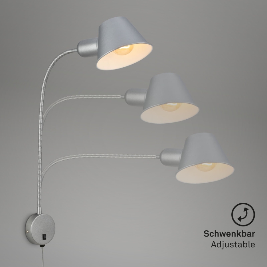 Briloner 2089-014 - Flexible Wandleuchte BRELLO 1xE27/10W/230V mattchrom