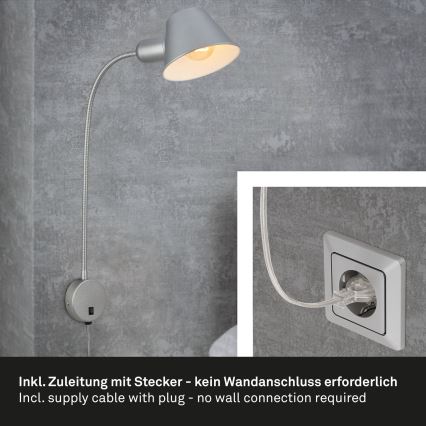 Briloner 2089-014 - Flexible Wandleuchte BRELLO 1xE27/10W/230V mattchrom