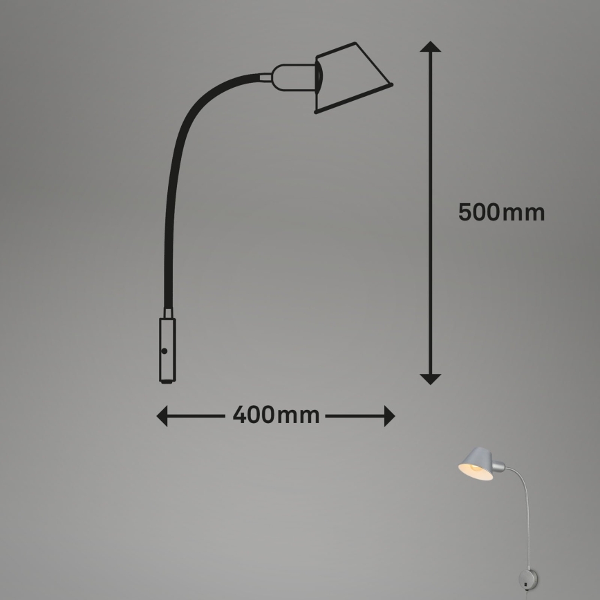 Briloner 2089-014 - Flexible Wandleuchte BRELLO 1xE27/10W/230V mattchrom
