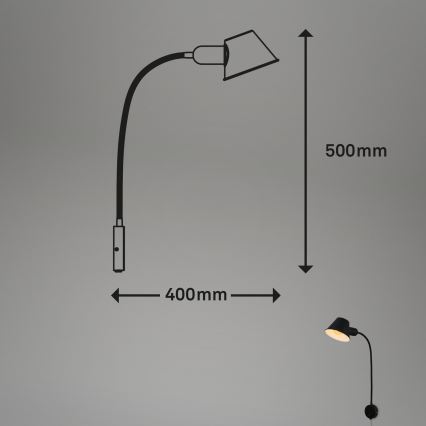 Briloner 2089-015 - Flexible Wandleuchte BRELLO 1xE27/10W/230V schwarz