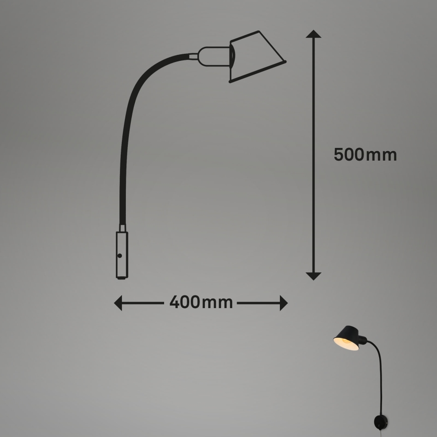 Briloner 2089-015 - Flexible Wandleuchte BRELLO 1xE27/10W/230V schwarz