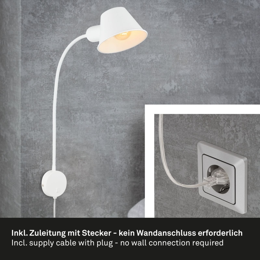 Briloner 2089-016 - Flexible Wandleuchte BRELLO 1xE27/10W/230V weiß