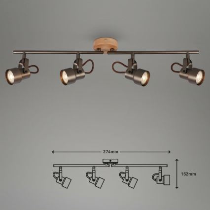Briloner 2872-045 - LED-Strahler TAHUN 4xGU10/5W/230V 3000K braun
