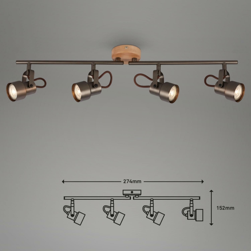 Briloner 2872-045 - LED-Strahler TAHUN 4xGU10/5W/230V 3000K braun