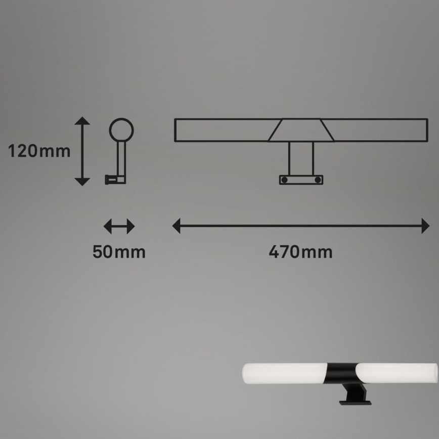 Briloner 3113-115 - LED-Spiegelbeleuchtung für Badezimmer LED/12W/230V IP44 47 cm schwarz