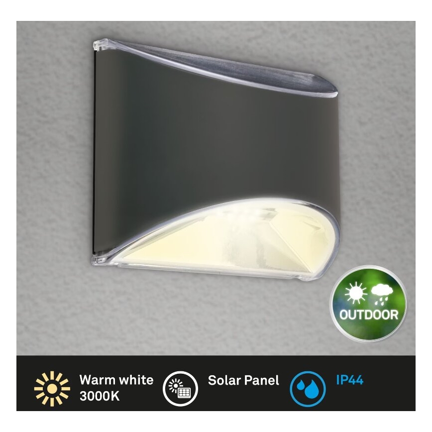 Briloner 3133015 - LED Solar Wandleuchte LED/2W/3,7V IP44 3000K 300 mAh
