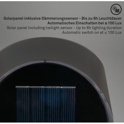 Briloner 3133015 - LED Solar Wandleuchte LED/2W/3,7V IP44 3000K 300 mAh