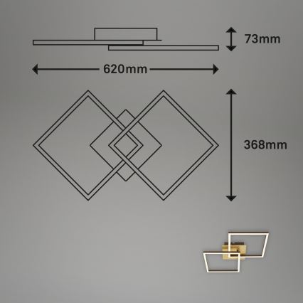 Briloner 3210-017 - LED dimmbare Deckenleuchte FRAME 2xLED/11W/230V in Gold