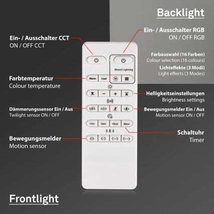 Briloner 3227-015 - Dimmbare LED-RGB-Deckenleuchte mit Sensor TALENA LED/24W/230V schwarz + Fernbedienung