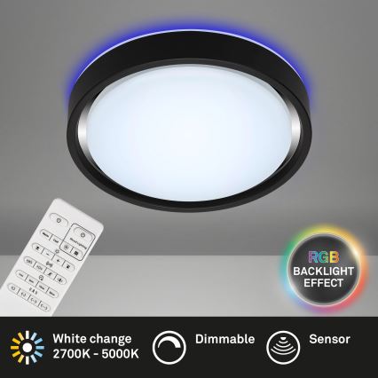 Briloner 3227-015 - LED RGB dimmbare Deckenleuchte mit Sensor TALENA LED/24W/230V schwarz + Fernbedienung