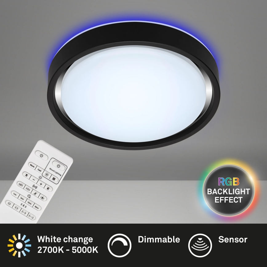 Briloner 3227-015 - LED RGB dimmbare Deckenleuchte mit Sensor TALENA LED/24W/230V schwarz + Fernbedienung