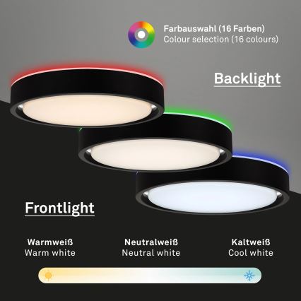 Briloner 3227-015 - LED RGB dimmbare Deckenleuchte mit Sensor TALENA LED/24W/230V schwarz + Fernbedienung