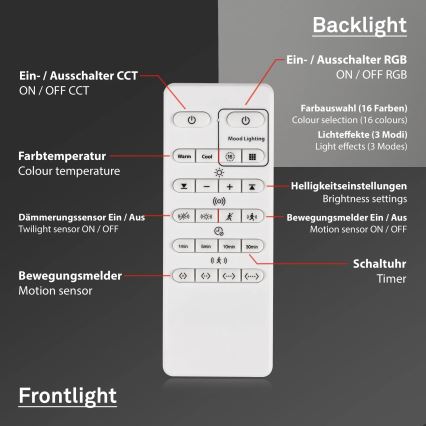 Briloner 3227-015 - LED RGB dimmbare Deckenleuchte mit Sensor TALENA LED/24W/230V schwarz + Fernbedienung