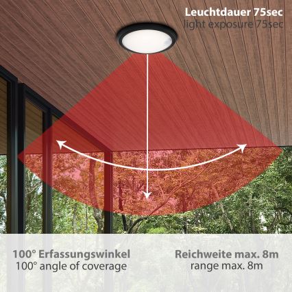 Briloner 3352-015 – LED-Outdoor-Leuchte mit Sensor HELSINKI LED/12W/230V IP44