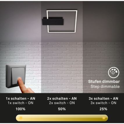 Briloner 3544-015 - Dimmbare LED-Deckenleuchte NICO LED/12W/230V schwarz