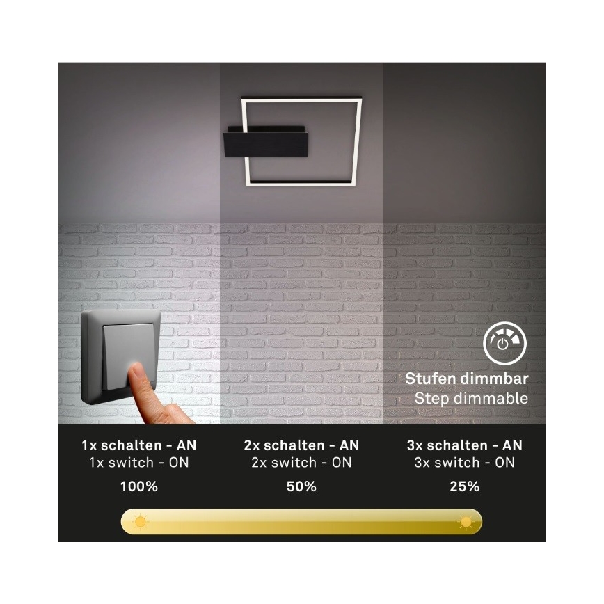 Briloner 3544-015 - Dimmbare LED-Deckenleuchte NICO LED/12W/230V schwarz