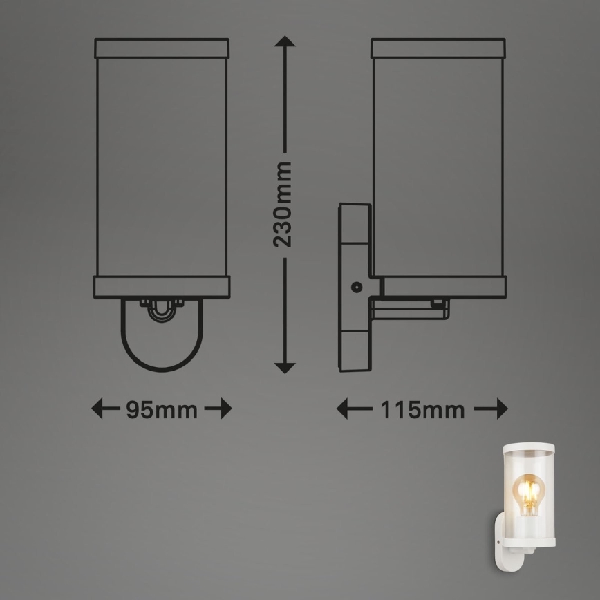 Briloner 3600-016 - Outdoor-Wandleuchte KAIRO 1xE27/12W/230V IP44 weiß