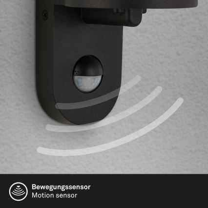 Briloner 3628-015 - Outdoor-Wandleuchte mit Sensor KAIRO 1xE27/12W/230V schwarz
