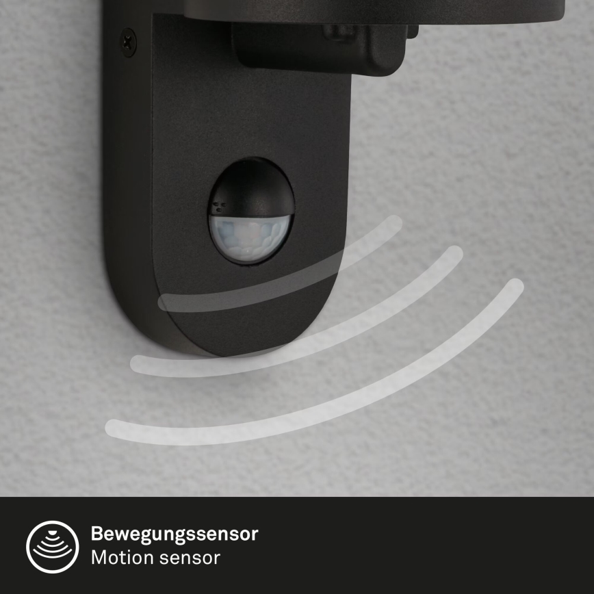 Briloner 3628-015 - Outdoor-Wandleuchte mit Sensor KAIRO 1xE27/12W/230V schwarz