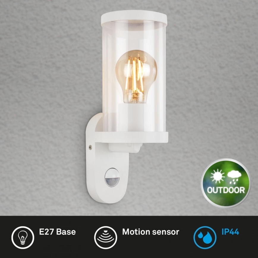 Briloner 3628-016 - Außenwandleuchte mit Sensor KAIRO 1xE27/12W/230V IP44 Weiß
