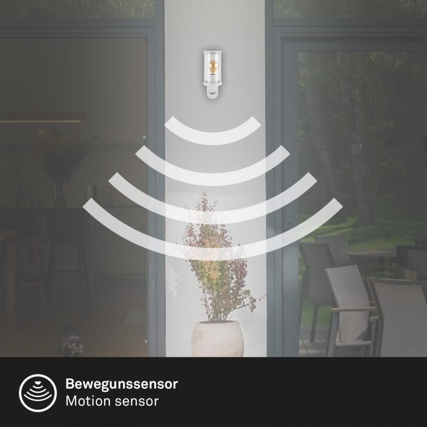 Briloner 3628-016 - Außenwandleuchte mit Sensor KAIRO 1xE27/12W/230V IP44 Weiß