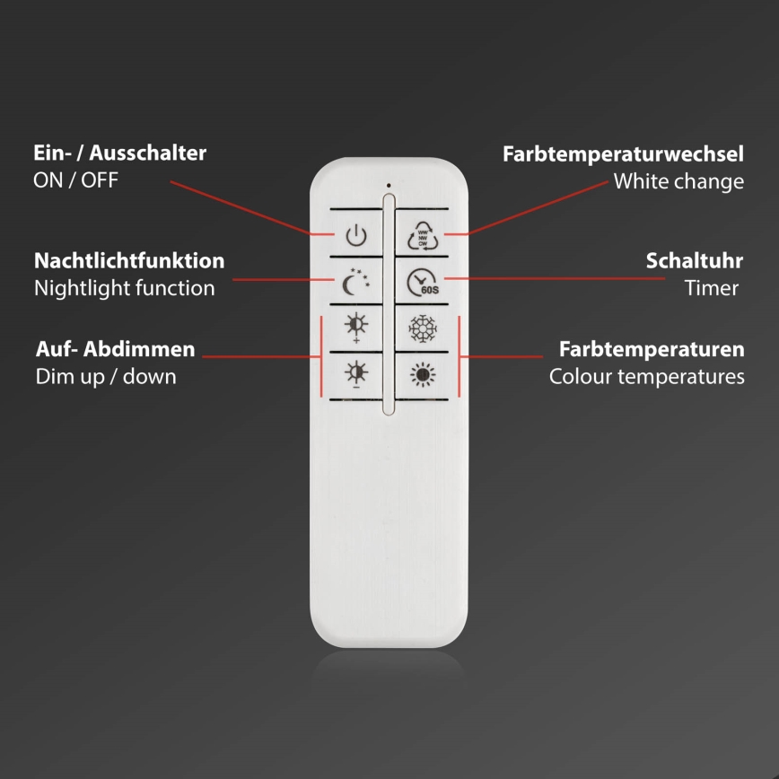 Briloner 3640-012 - LED dimmbare Deckenleuchte LED/25W/230V 2700-6500K + Fernbedienung