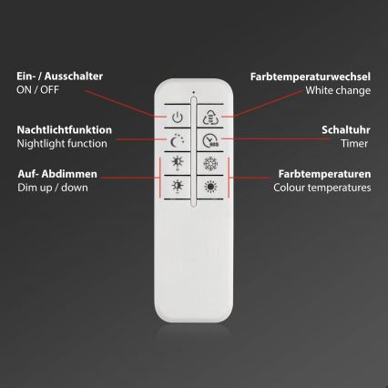 Briloner 3640017 - Dimmbare LED-Deckenleuchte FRAME LED/25W/230V 2700-6500K + Fernbedienung