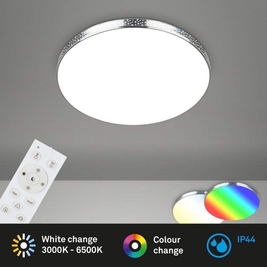 Briloner 3679-018 - LED RGB Dimmbare Deckenleuchte für Badezimmer MAGA LED/18,5W/230V 3000-6500K d 35,5 cm + Fernbedienung