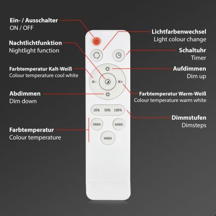 Briloner 3701-014 - Dimmbare LED-Deckenleuchte RUNA LED/18W/230V 2700-6500K silbern + Fernbedienung