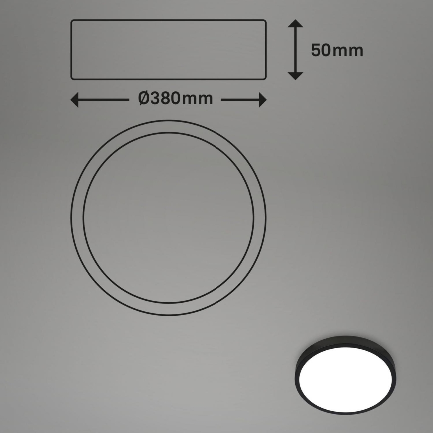 Briloner 3709-015 - Dimmbare LED-RGBW-Deckenleuchte LED/22W/230V 4000K d 38 cm schwarz + Fernbedienung