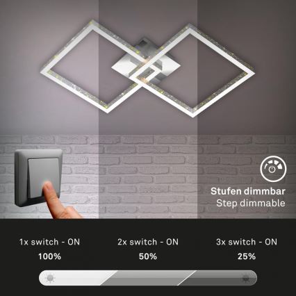 Briloner 3751-019 - Dimmbare LED-Deckenleuchte FRAME LED/20W/230V glänzendes Chrom