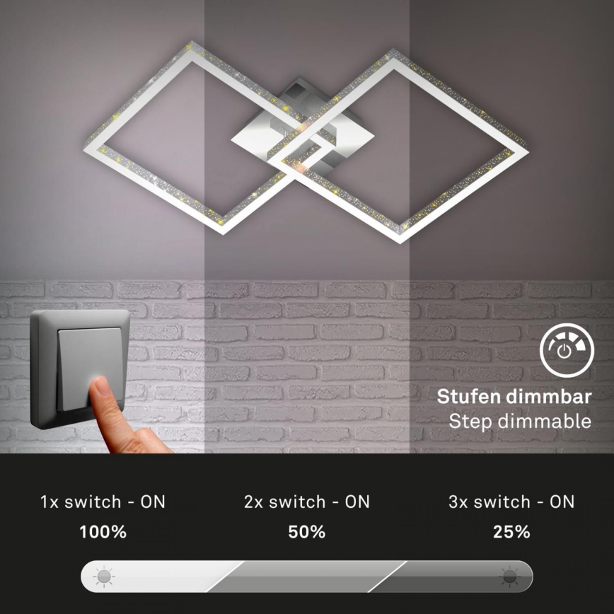Briloner 3751-019 - Dimmbare LED-Deckenleuchte FRAME LED/20W/230V glänzendes Chrom