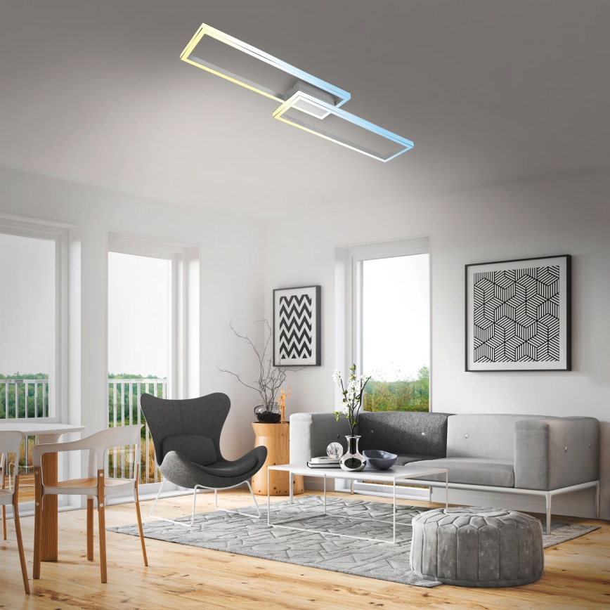 Briloner 3761019 - LED-dimmbare Deckenleuchte LED/45W/230V 2700-6500K mattchrom + Fernbedienung