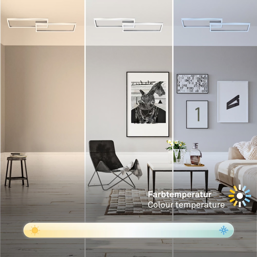 Briloner 3761019 - LED-dimmbare Deckenleuchte LED/45W/230V 2700-6500K mattchrom + Fernbedienung