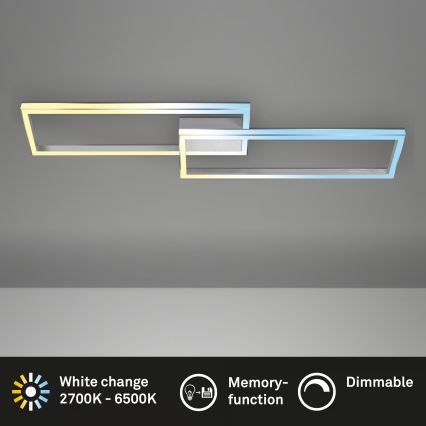 Briloner 3761019 - LED-dimmbare Deckenleuchte LED/45W/230V 2700-6500K mattchrom + Fernbedienung