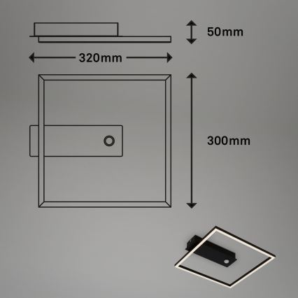 Briloner 3770-015 - LED-Deckenleuchte mit Bewegungs- und Dämmerungssensor FRAME LED/14W/230V 3000K 30x32 cm schwarz