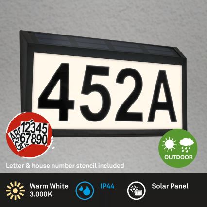 Briloner 3797015 - LED Solar-Hausnummer LED/0,5W/1,2V 1200 mAh IP44