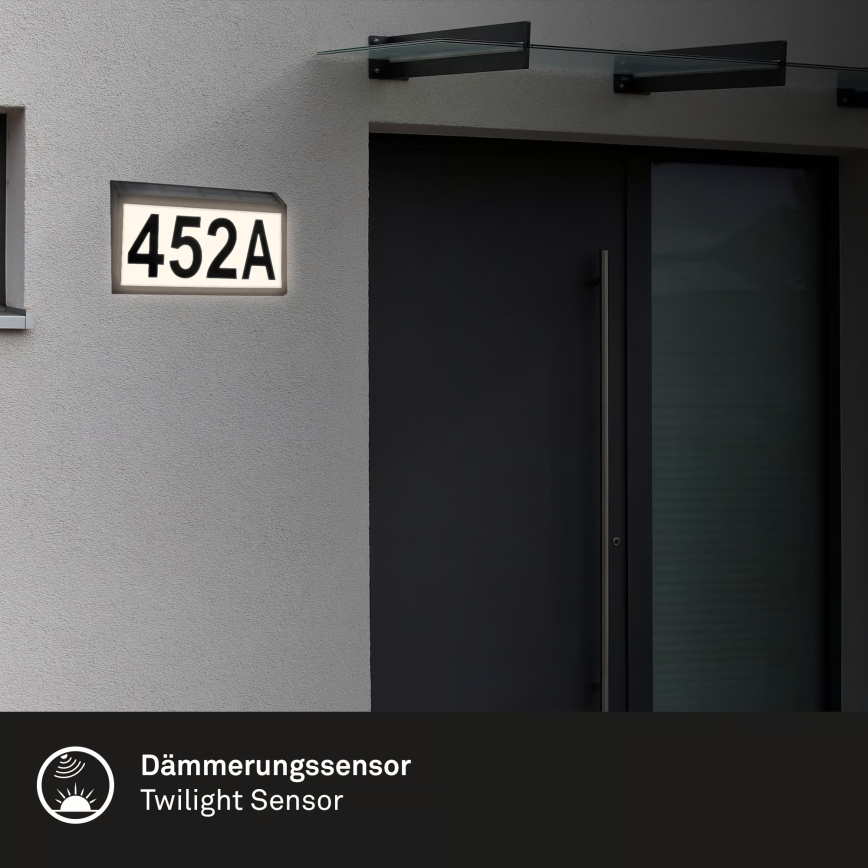 Briloner 3797015 - LED Solar-Hausnummer LED/0,5W/1,2V 1200 mAh IP44