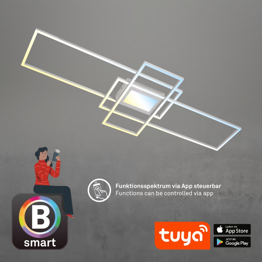 Briloner 3812019 - LED dimmbare Deckenleuchte RAM LED/56W/230V Wi-Fi Tuya 111x42 cm + Fernbedienung