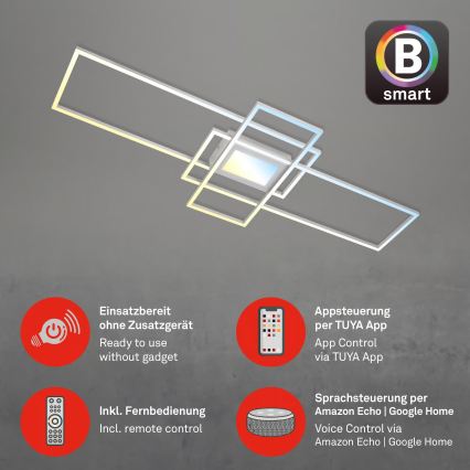 Briloner 3812019 - LED dimmbare Deckenleuchte RAM LED/56W/230V Wi-Fi Tuya 111x42 cm + Fernbedienung