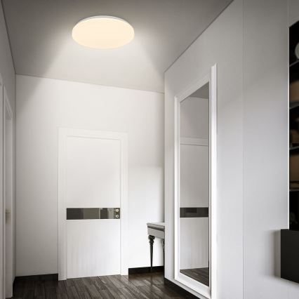 Briloner 3827-016 - LED-Deckenleuchte für Badezimmer mit Sensor WALK, 13 W/230 V, IP54, Ø 27 cm, weiß