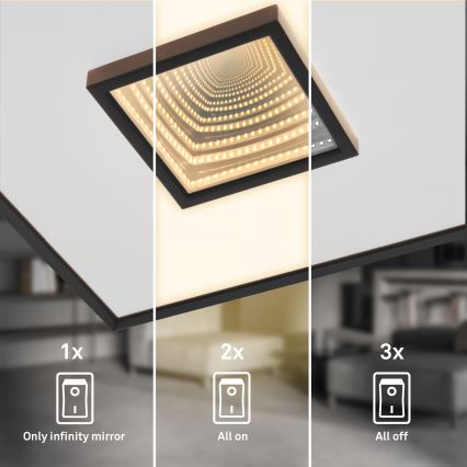 Briloner 3848015 - LED-Deckenleuchte TORO LED/18W/230V 42 x 42 cm schwarz