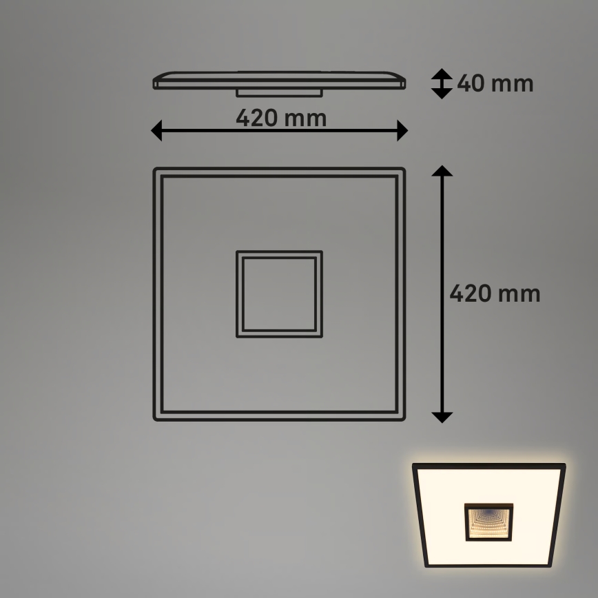 Briloner 3848015 - LED-Deckenleuchte TORO LED/18W/230V 42 x 42 cm schwarz
